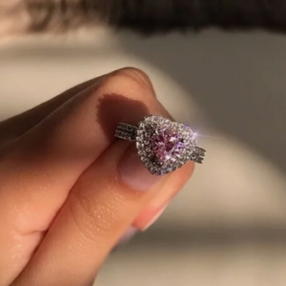 ☆*NEW 925 SILVER PINK SAPPHIRE GEMSTONE HEART RING - Picture 3 of 3